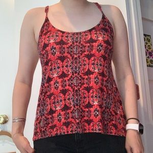 red patterned racerback tank top